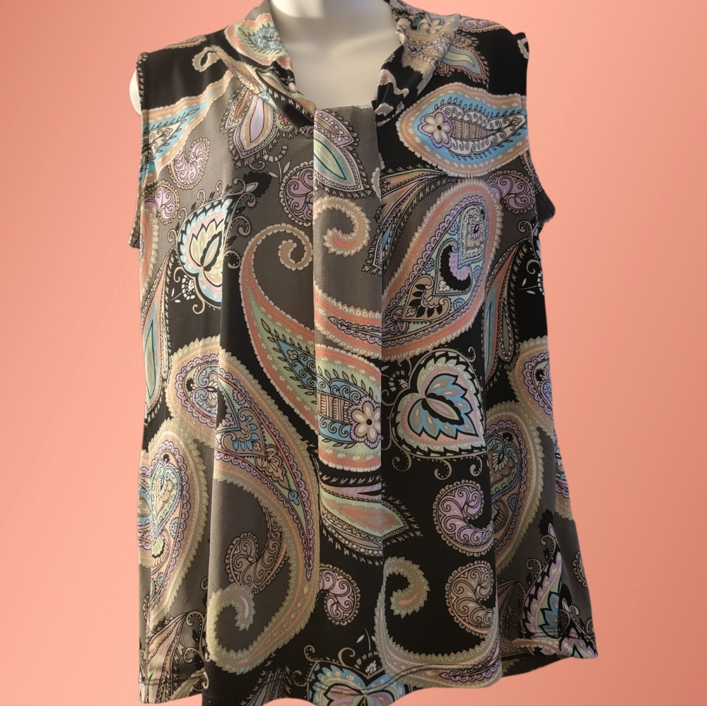Colorful Sleeveless Blouse, Size L from Dana Buchman